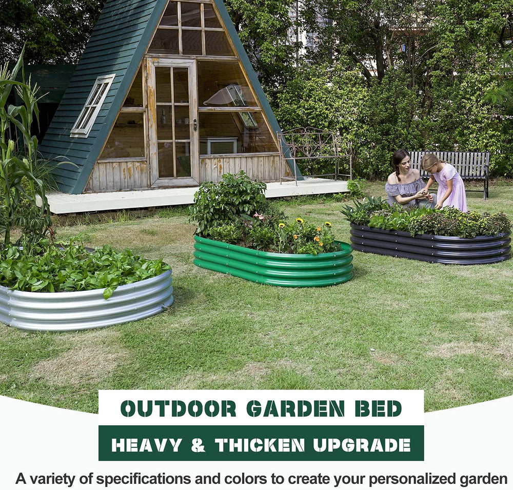Land Guard 6 3 1 ft Galvanized Raised Garden Bed Kit  Raised Garden Boxes Outdoor, Oval Metal Raised Garden Beds for Vegetables, Flowers, Herbs Grey) - A11 - 1574