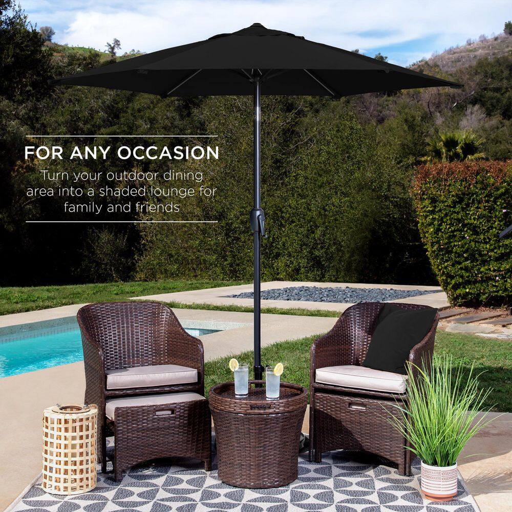 Black 7.5 ft. Outdoor Market Patio Umbrella with Crank and Tilt - B2 - 1022