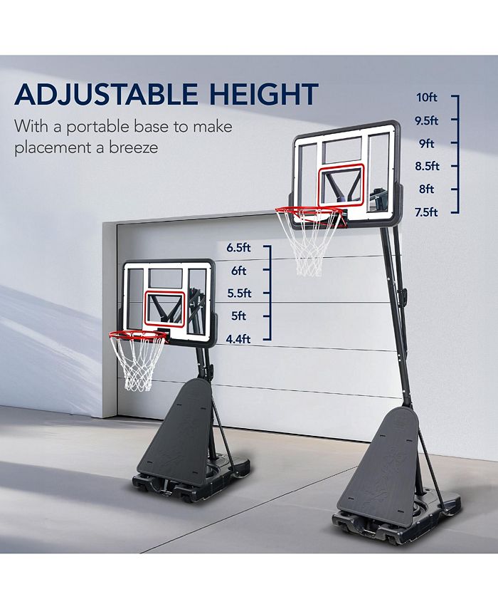Best Choice Products Adjustable 4.4-10ft Basketball Hoop, Portable Goal w/Shatterproof Backboard, Ball Return - White - H7 - 1076