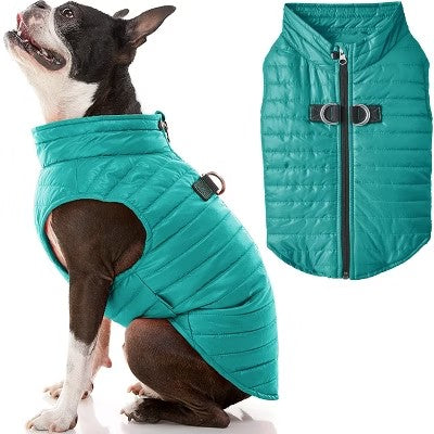 Gooby Puffer Vest Dog Jacket Turquoise, Medium -F12-0205