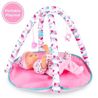Best Choice Products Kids 15-Piece 13.5in Newborn Baby Doll Nursery Role Play Playset w/ Stroller, Cot, Bag, Accessories - C2 - 1007