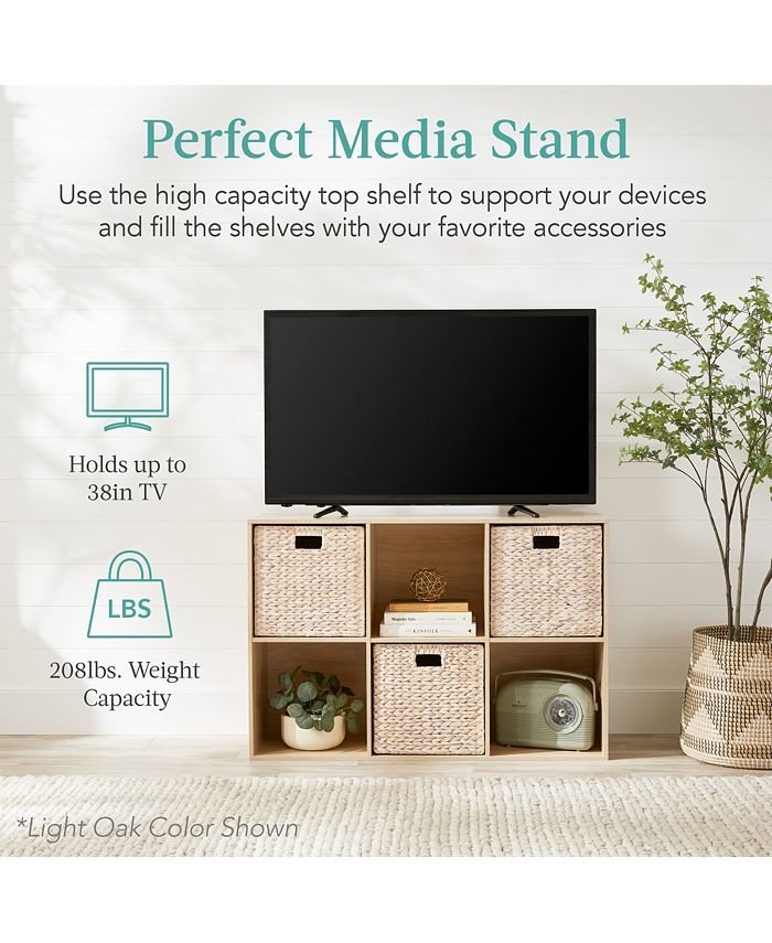 Best Choice Products 6-Cube Bookshelf, 13.5in Display Storage System, Organizer w/ Removable Back Panels - White -M6-0026