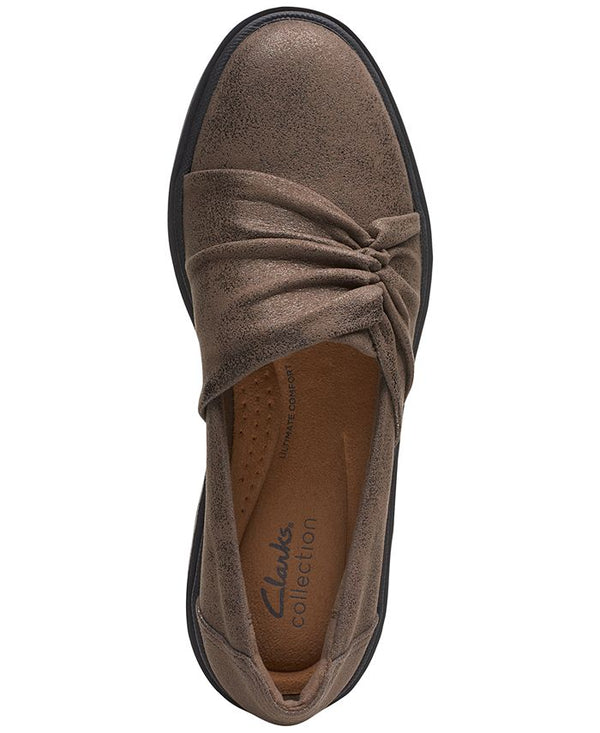 Clarks Women's Calla Style Ruched Slip-On Flats - Brown - 7.5M -K14-0304