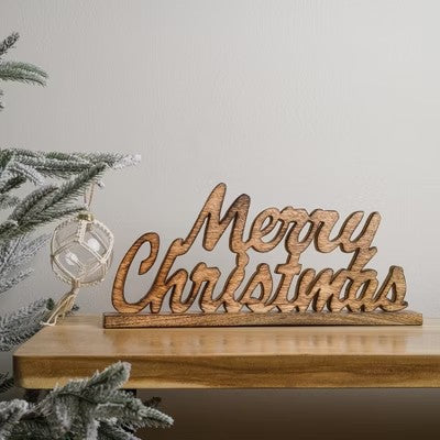 Primitives by Kathy Merry Christmas Decorative Wood Sitter -E9-1859