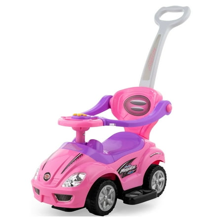 Best Choice Products 3-in-1 Kids Push and Pedal Toddler Ride On Wagon Play Toy Stroller w/ Sounds, Handle, Horn - Pink -B4-0477