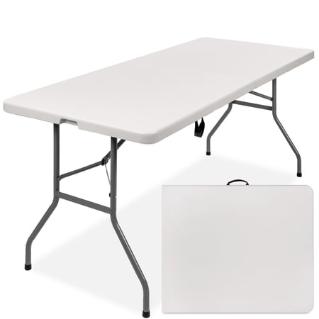 Best Choice Products 6ft Plastic Folding Table, Indoor Outdoor Heavy Duty Portable w/ Handle, Lock - White -C6 - 1408