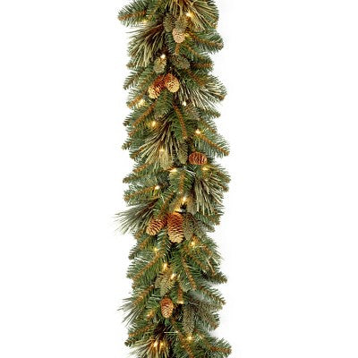 National Tree Company 9 ft. Carolina Pine Garland with Battery Operated LED Lights - A1 - 1361