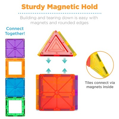 Best Choice Products 110-Piece Kids Magnetic Tiles Set Construction Building Blocks Educational STEM Toy with Case - K8 - 1594