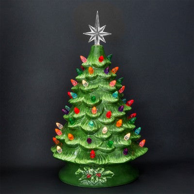 Best Choice Products 15in Pre-Lit Hand-Painted Ceramic Tabletop Christmas Tree w/ 64 Lights - Green - C12 - 1486