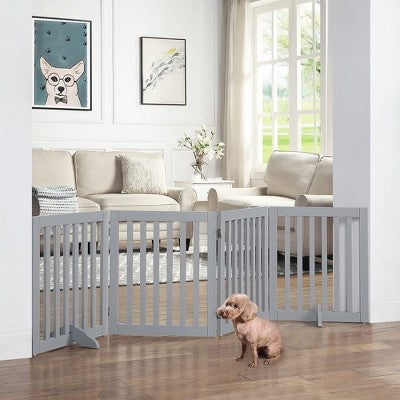 unipaws Classic Indoor Dog Gate Wooden Pet Safety Gate - White - 60"W x 36"H -H9-0191