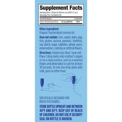 (Lot of 2) Ddrops Baby Vitamin D 400 IU Organic Liquid Drops - 0.06 fl oz - K5 - 1486