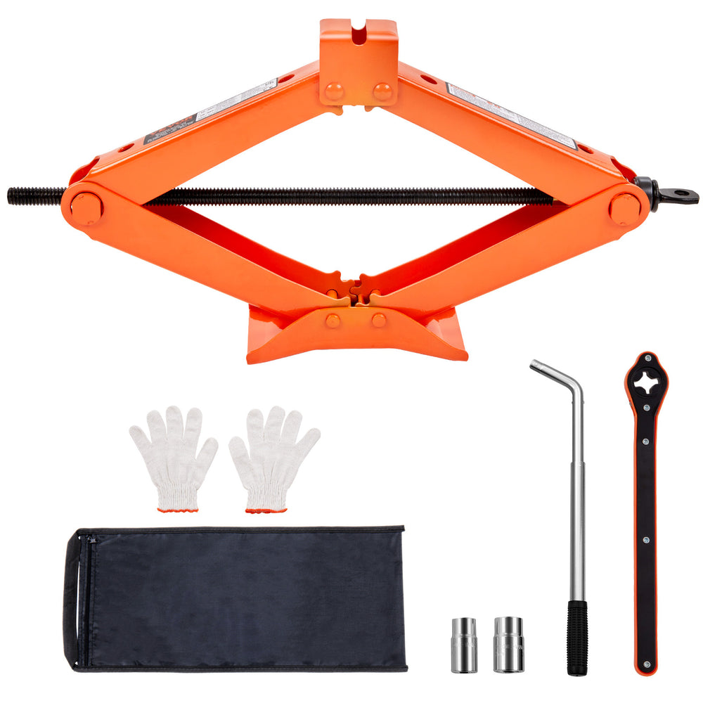 VEVOR Scissor Jack, 2.5 Ton/5512 lbs Scissor Car Jack, 3.7"-17.1" Lifting Range Scissor Lift Jack with Ratcheting Handle and L-Wrench, Portable Tire Jack for Cars Trucks Sedans MPVs - C13 - 1313