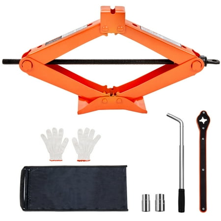 VEVOR Scissor Jack, 2.5 Ton/5512 lbs Scissor Car Jack, 3.7"-17.1" Lifting Range Scissor Lift Jack with Ratcheting Handle and L-Wrench, Portable Tire Jack for Cars Trucks Sedans MPVs - C13 - 1313