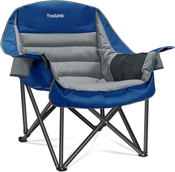 Oversized Camping Chair, Portable Folding Camping Chairs with Side Pocket, Cup Holder and Carry Bag, Heavy Duty Outdoor Camping Chairs for Adults, Fishing, Sports, Trip, up to 400lbs, Style 6 1841