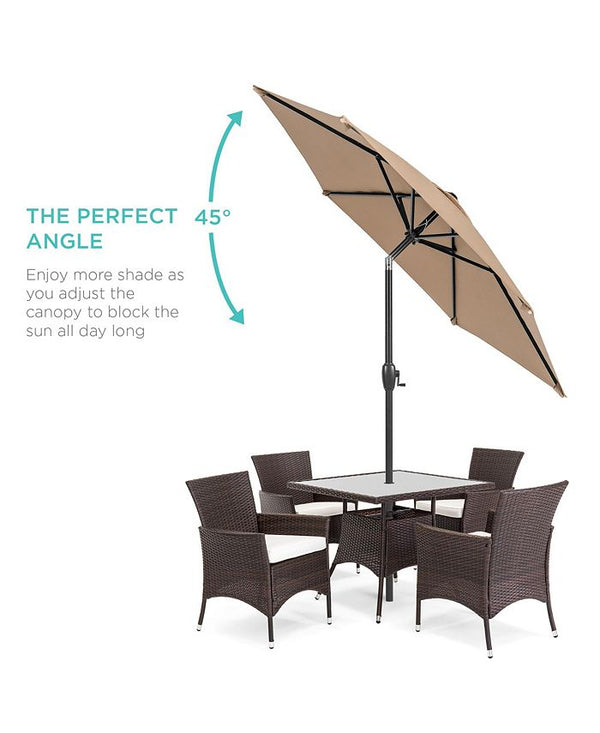 Best Choice Products 7.5ft Heavy-Duty Outdoor Market Patio Umbrella w/ Push Button Tilt, Easy Crank - Tan/Beige - M10 - 1928