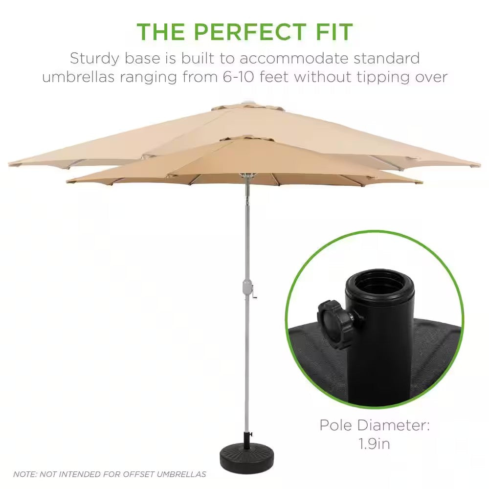 Fillable Plastic Faux Wicker Patio Umbrella Base with 2 Adjustment Knobs in Black Wicker 1801
