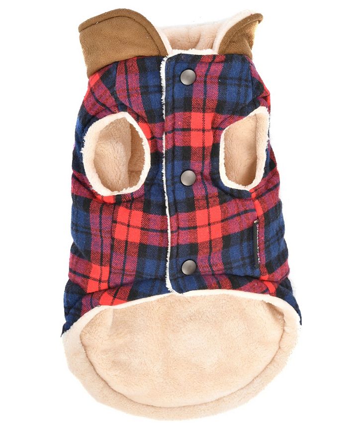 Parisian Pet Scottish Jacket Red Plaid - Red - L -E10-0197