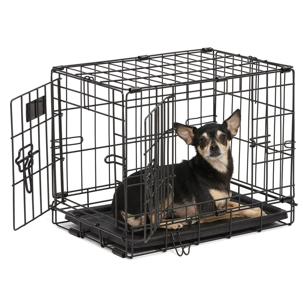 Dog Crate | Newly Enhanced MidWest iCrate XXS Folding Metal Dog Crate | Divider Panel Floor Protecting Feet Leak-Proof Dog Pn | 18L x 12W x 14H Toy Dog Breed - K5 - 1979