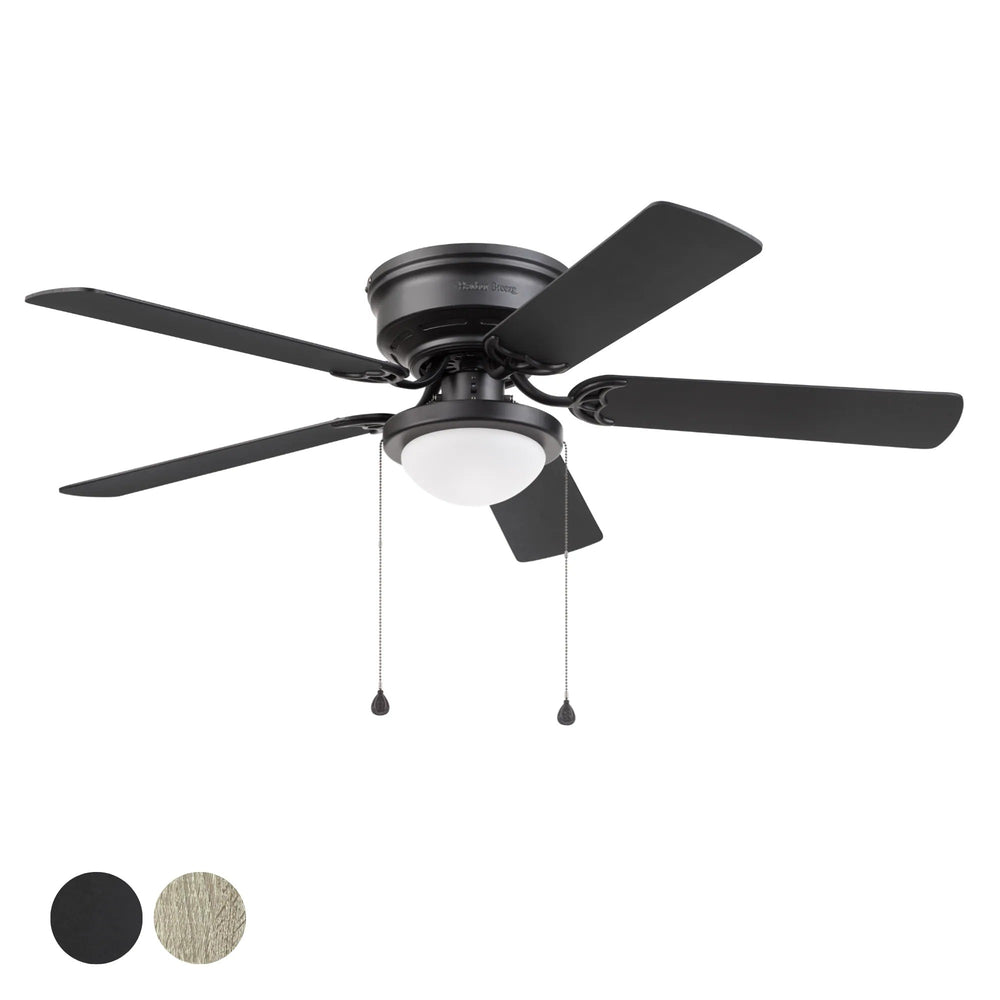 Harbor Breeze Armitage 52-in Matte Black with Black/Cocoa Blades LED Indoor Flush Mount Ceiling Fan with Light (5-Blade) 1109