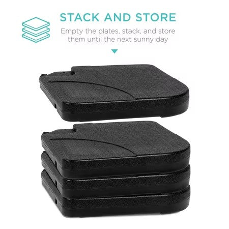 Best Choice Products 4-Piece Cantilever Offset Patio Umbrella Stand Square Base Plate Set w/ Easy-Fill Spouts - Black - D1 - 997