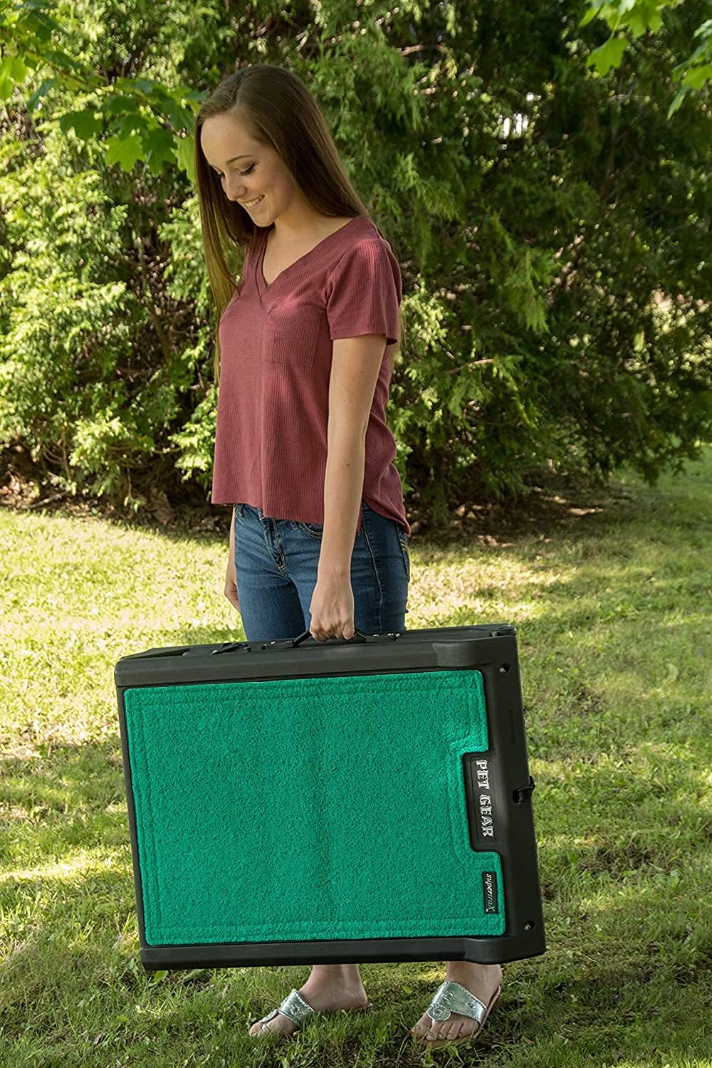 Pet Gear supertraX Ramps for Dogs and Cats, Maximum Traction Surface, Portable/Easy-Fold (No Tools Required), Built in Handle for Travel, 5 Models, 42-71 Inches Long, Supports 150-200lbs - A2 - 407