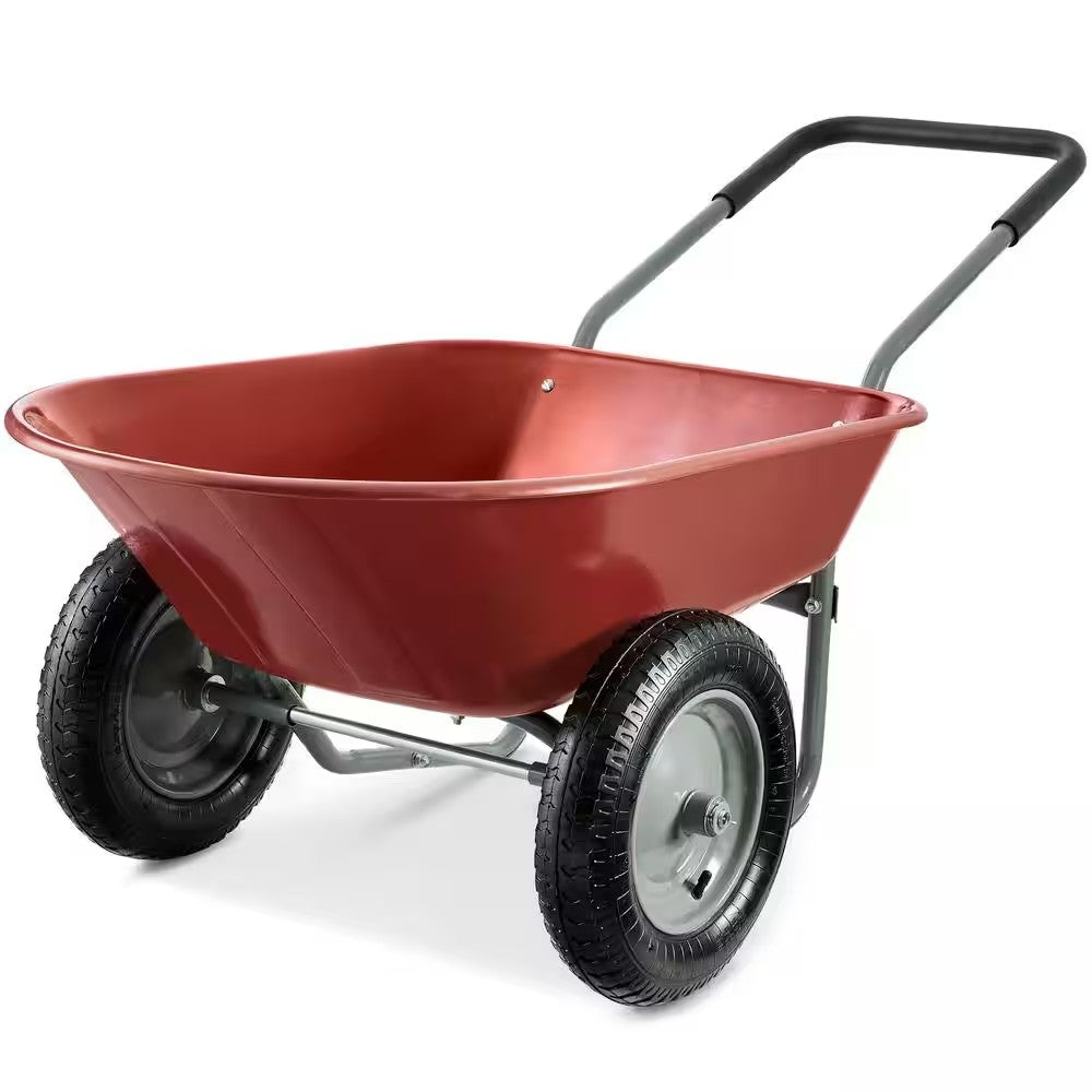 5 cu. ft. Red Plastic Wheelbarrow with Padded Handles -D6-0494