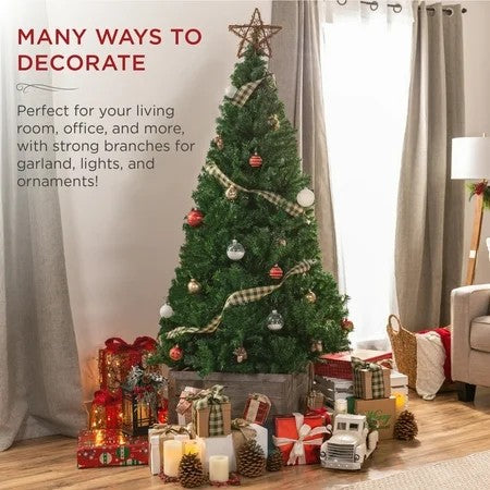 Best Choice Products 4.5ft Premium Hinged Artificial Christmas Pine Tree w/ 400 Tips, Metal Base 1770