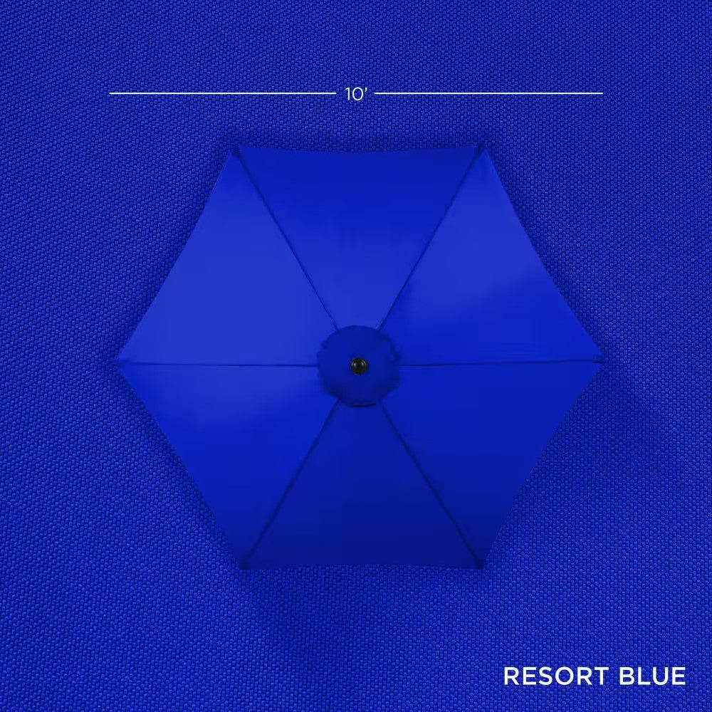 Resort Blue 10 ft. Steel Market Patio Umbrella with Crank and Tilt - B4 462