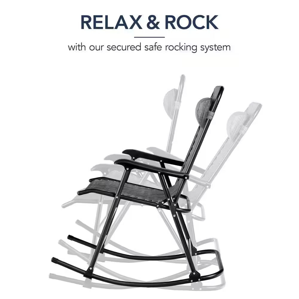 Steel Outdoor Zero Gravity Rocking Lawn Chair in Gray - J2 - 1953