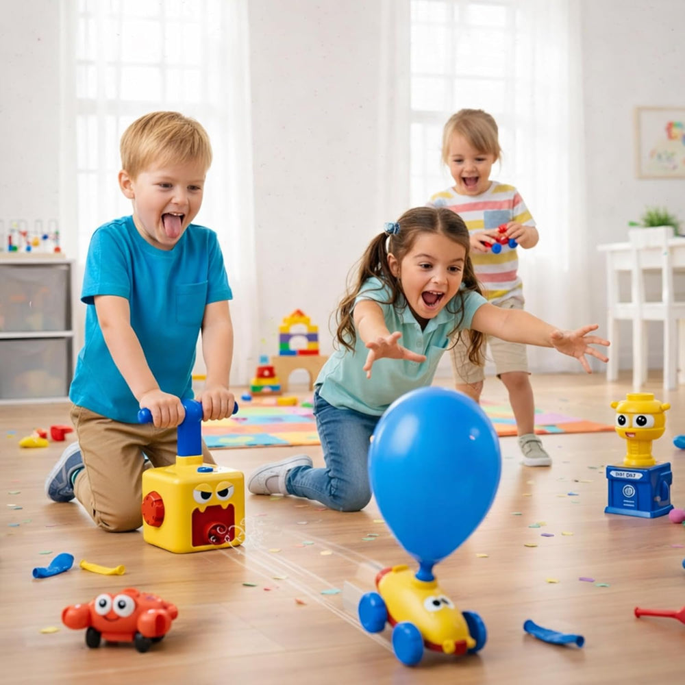 Balloon Car Toy, Balloon Launcher Toy Set with Pump and Rocket Tower, 3 Racing Cars Party Toys for Toddlers, STEM Fun for Kids Ages 3+ 1311