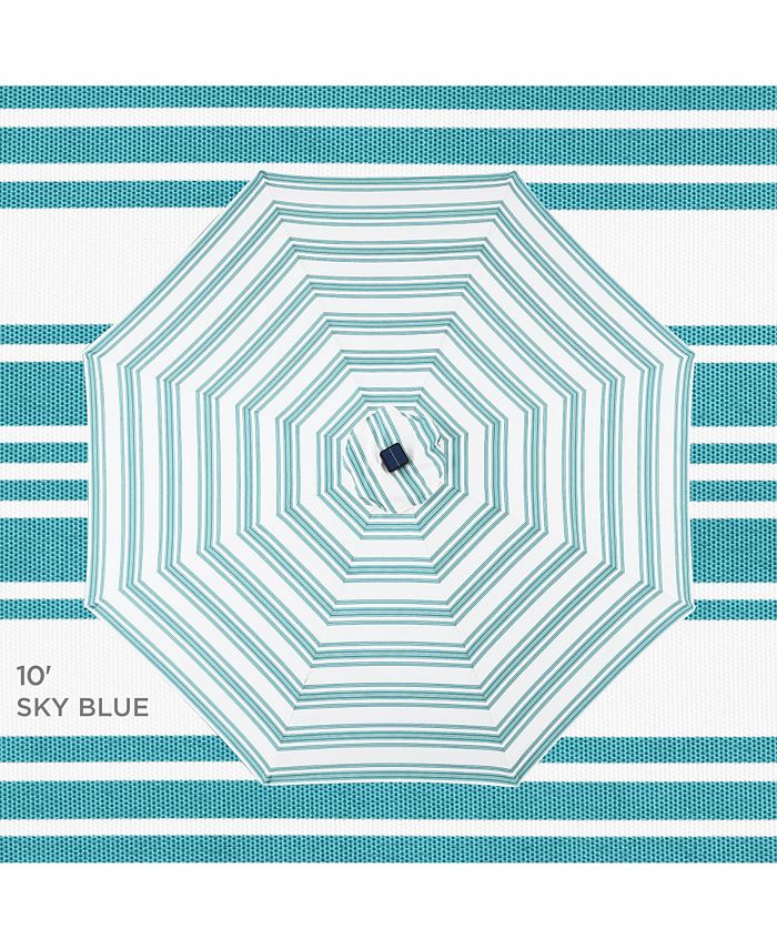 Best Choice Products 10ft Solar LED Lighted Striped Patio Umbrella w/ Crank, Tilt, Push Button, 6 Ribs - Blue -F4-1986