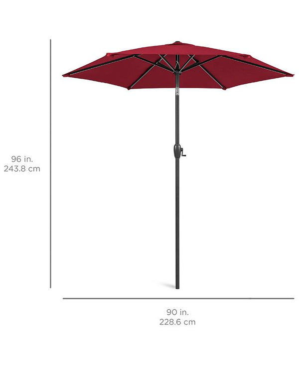 Best Choice Products 7.5ft Heavy-Duty Outdoor Market Patio Umbrella w/ Push Button Tilt, Easy Crank - Red 1761