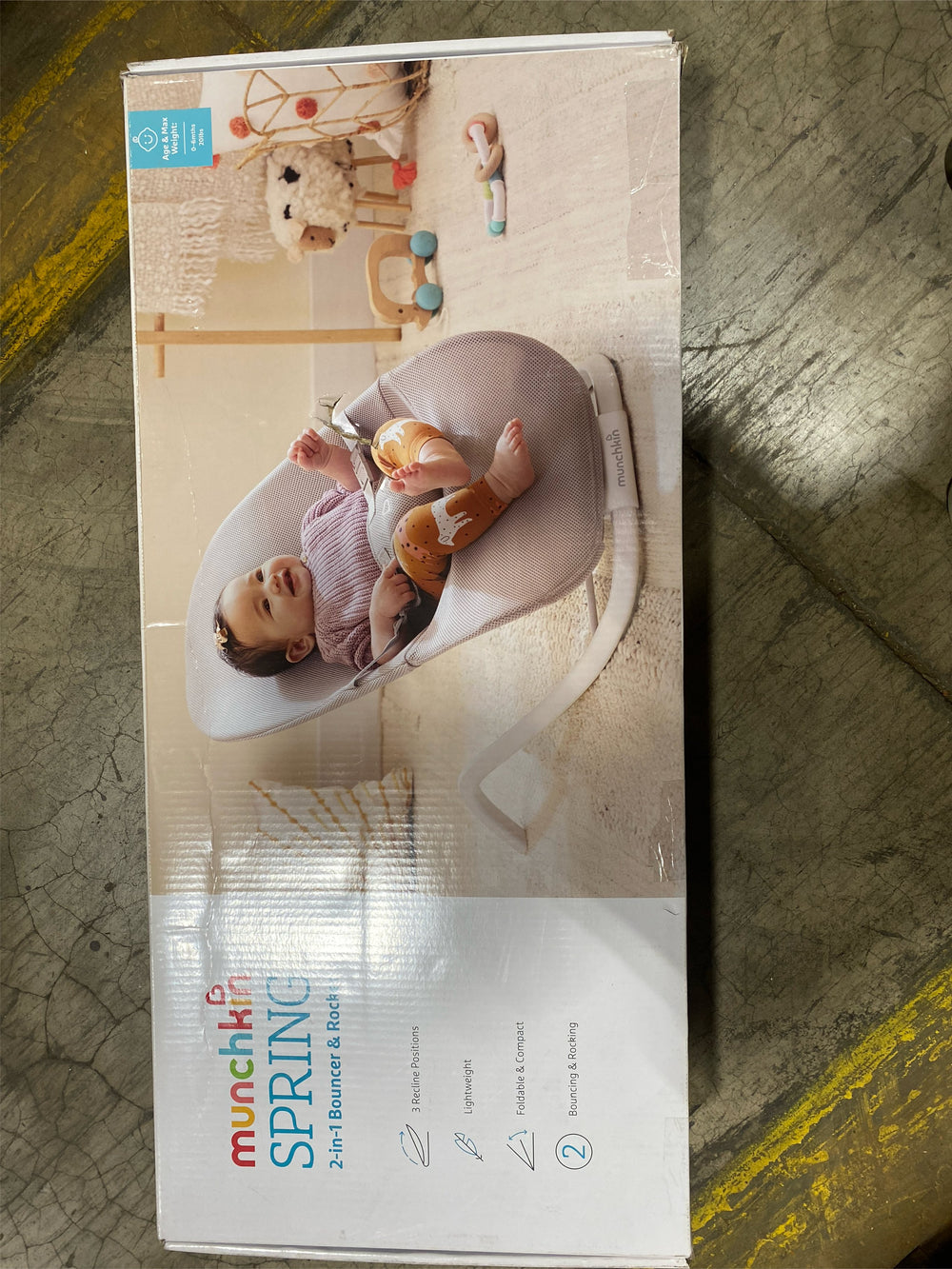 Munchkin  Spring 2-in-1 Infant Bouncer & Rocker, Lightweight with 3 Recline Positions, Unisex - L5 - 1473