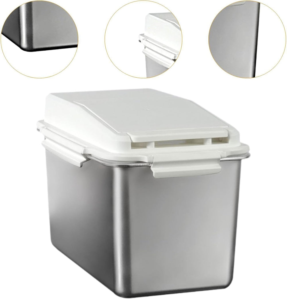 Generic Pet Food Storage Box, Grain Storage Container for Grain Flour, Leak Stainless Steel Flour Container with Large Capacity for, White for 10KG - J4 - 1988