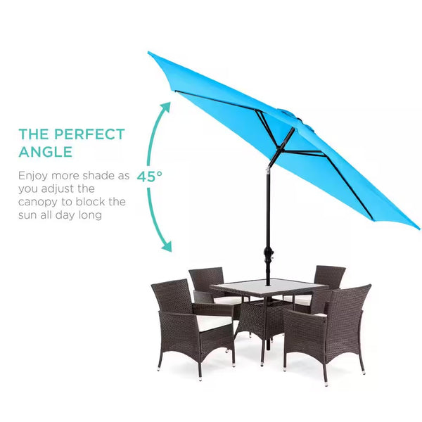 Sky Blue 10 ft. Steel Market Patio Umbrella with Crank and Tilt - A3 - 500