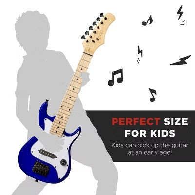 Best Choice Products 30in Kids Electric Guitar Beginner Starter Kit w/ 5W Amplifier, Strap, Case - Metallic Blue - F3 - 1595