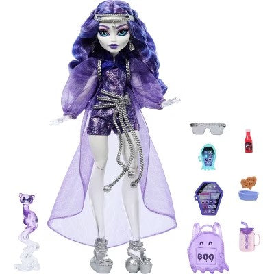 Monster High 12.7" Spectra Vondergeist Fashion Doll Purple Hair/Blue Eyes with Pet Ferret Rhuen and Accessories 1296