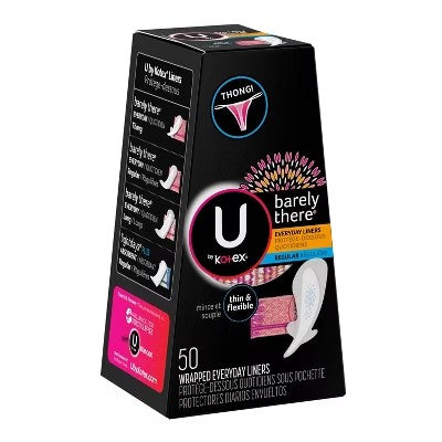 (Pack of 4) U by Kotex Barely There Liners Thong Light Absorbency Fragrance-Free - 50ct - C13 - 541