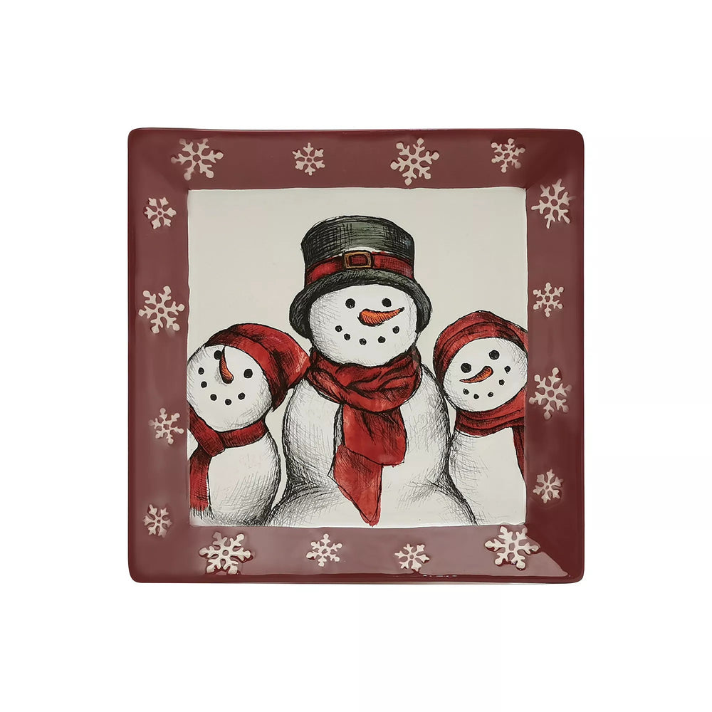 5 pic set St. Nicholas Square Yuletide Square Dinner Plate, Rhubarb -B9-1239