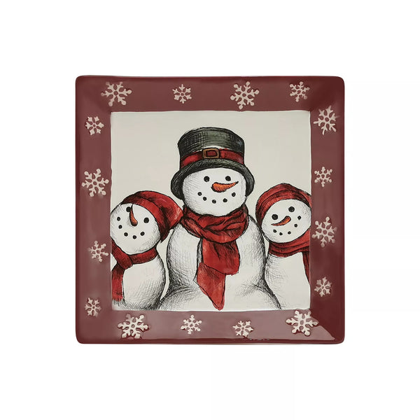 5 pic set St. Nicholas Square Yuletide Square Dinner Plate, Rhubarb -B9-1239
