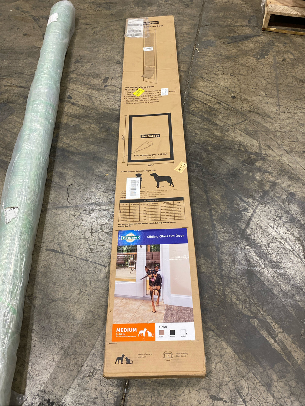 PetSafe Sliding Glass Pet Door - No-Cut DIY Install Doggy Door for Renters - Aluminum Frame - Adjustable Height 75 7/8" to 80 11/16" - Ideal for Medium Dogs Up to 40 lbs - White - E2 - 185