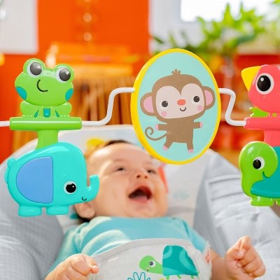 Bright Starts Playful Paradise Vibrating Baby Bouncer with Toys 1688