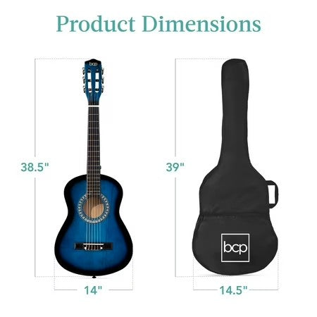 Best Choice Products Walmart Exclusive 38in Beginner Acoustic Guitar Starter Kit w/ Gig Bag, Strap, Extra Strings - Walmart Blue - F3 - 1617