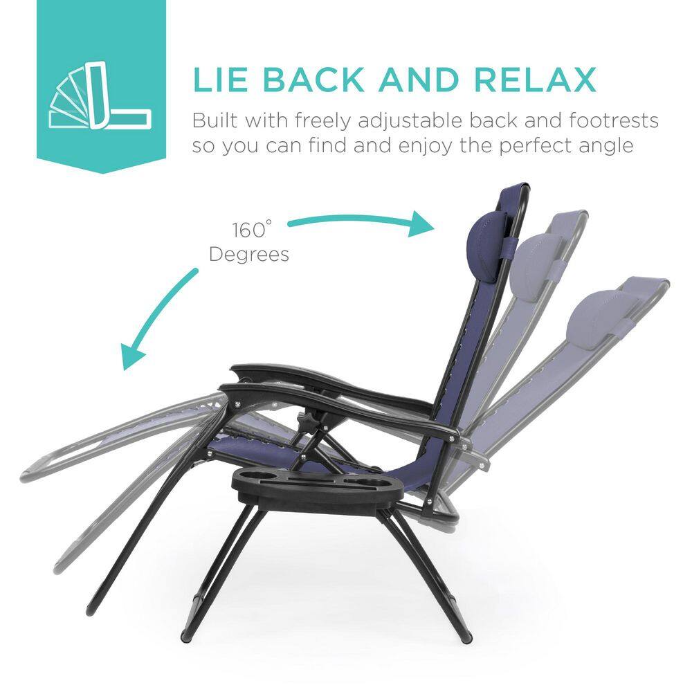 Blue Metal Zero Gravity Reclining Lawn Chair with Cup Holders (2-Pack) -M5-0037