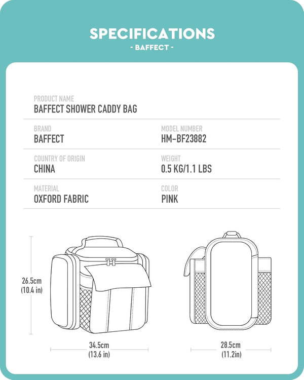 Baffect Shower Caddy Bag Dorm, Shower Bag Hanging With Mesh Bottom, Portable Shower Bag For College, Camper, Travel, Gym, Pink Shower Caddy For Girl 1976