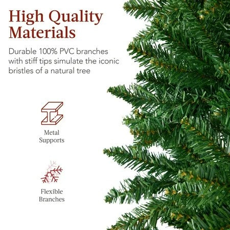 Best Choice Products 6ft Unlit Pencil Christmas Tree, Spruce Style Holiday Decor w/ 618 Branch Tips, Metal Base 1744
