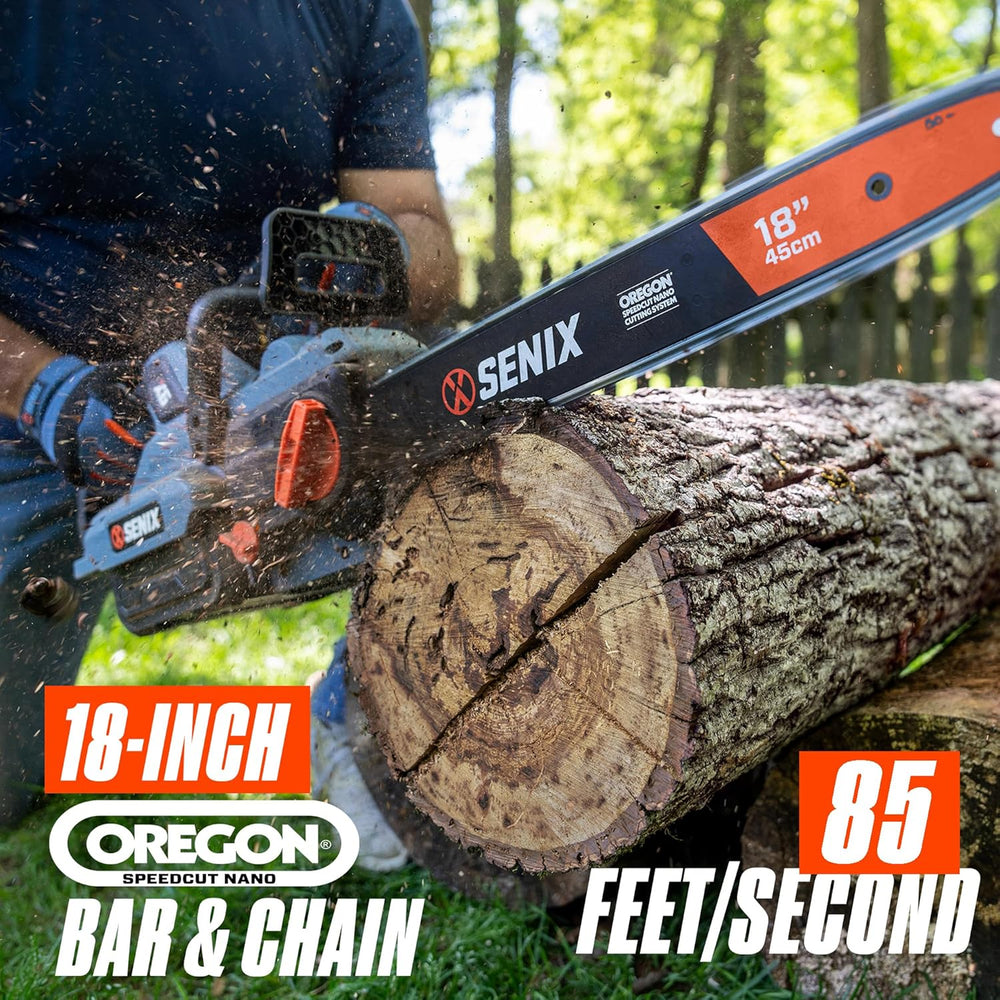SENIX Chainsaw|60V 18" Battery Chainsaw|Brushless Electric Chainsaws|Cordless Chain Saw (tool only) |Garden Tool for Trees, Pruning, Branch Trimming, Best Gifts for Man, CSX6-M1 1495