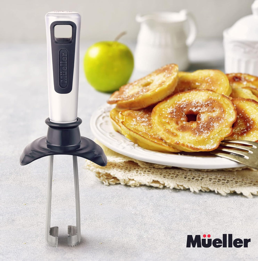 Mueller Premium Apple Corer - Easy to Use and Durable Core Remover for Pears, Bell Peppers, Fuji, Honeycrisp, Gala and Pink Lady Apples even Cupcakes   Surgical Stainless with Safety Guard -B13-1328