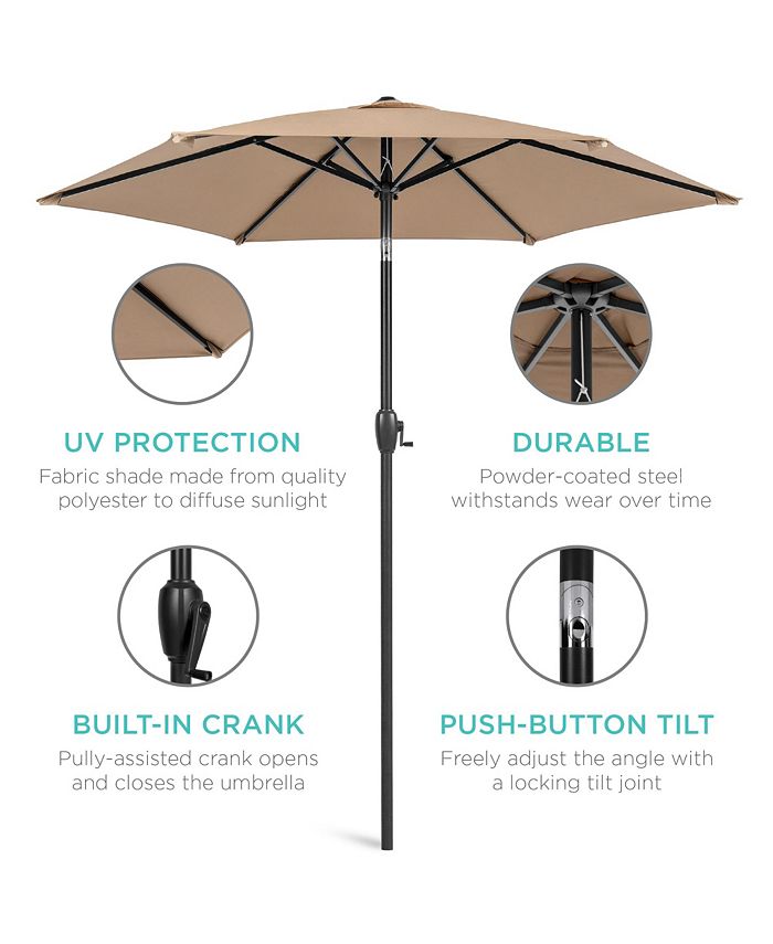 Best Choice Products 7.5ft Heavy-Duty Outdoor Market Patio Umbrella w/ Push Button Tilt, Easy Crank - Tan/Beige - M10 - 1928