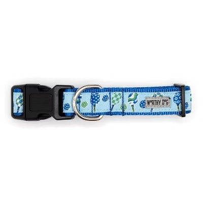 Pickleball Adjustable Dog Collar - The Worthy Dog - Blue - XS -F11-0203